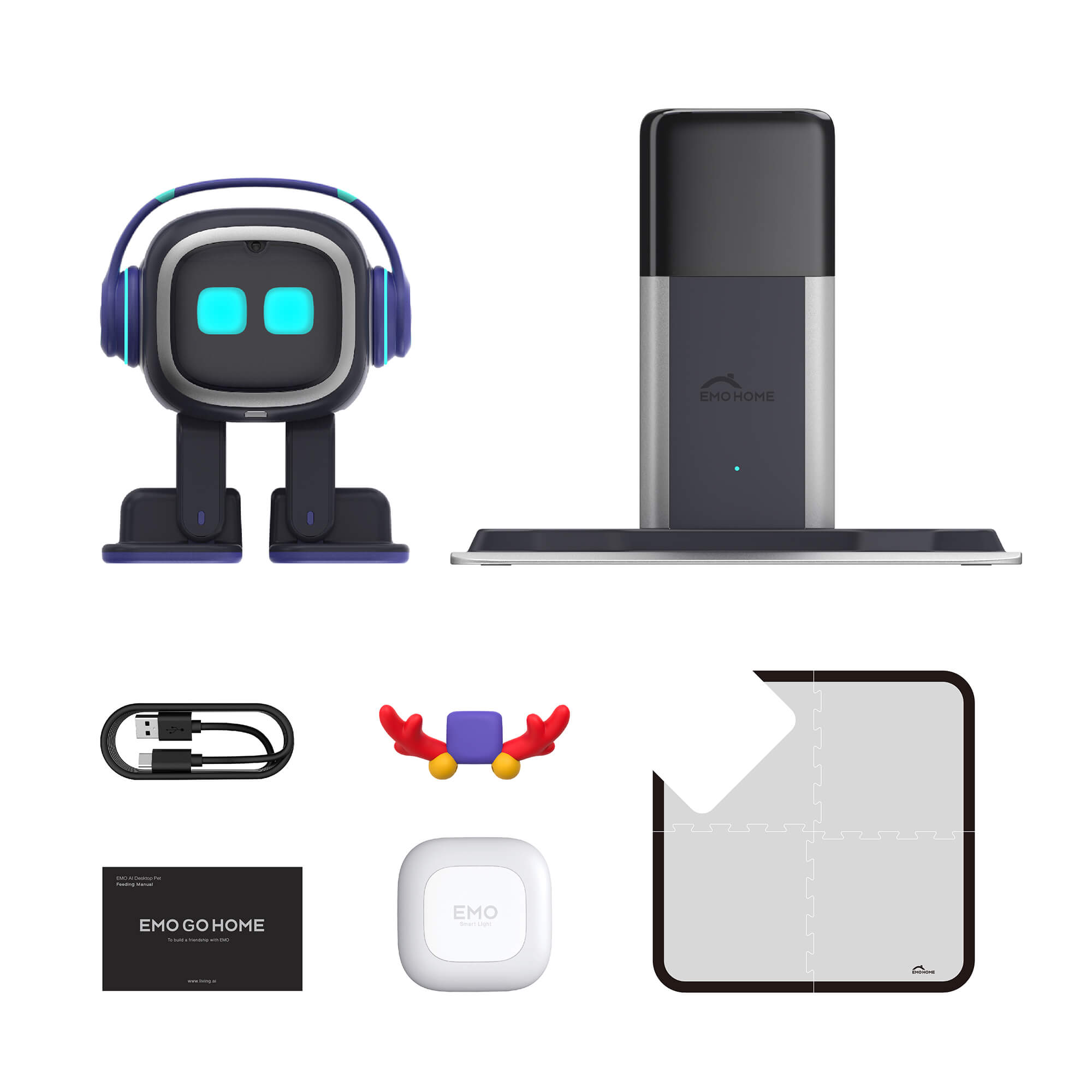 EMO GO  自動充電バージョン EMO Go Home Robot, AI Desktop Pet with Charging Dock, Living.AI