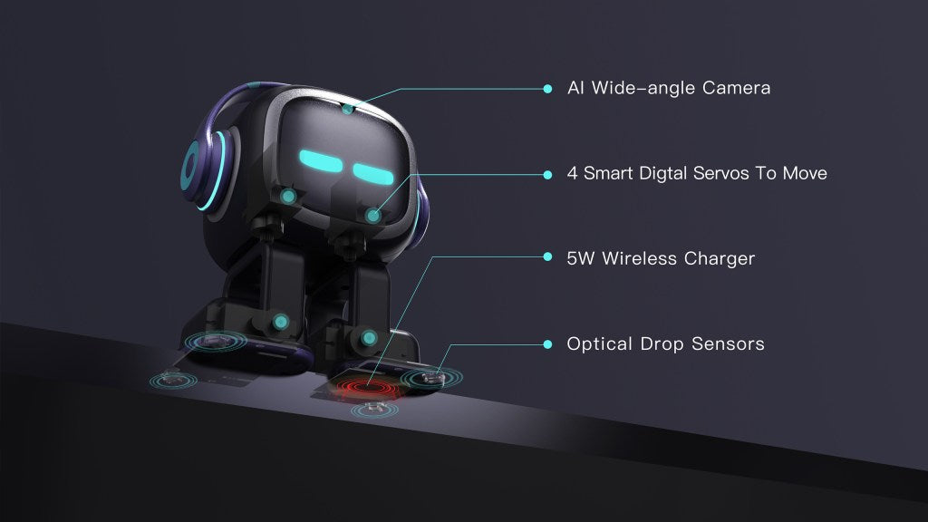 EMO Go Home Robot, AI Desktop Pet with Charging Dock, Living.AI