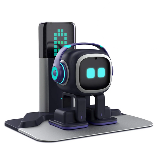 EMO Go Home Робот, AI домашен любимец за бюро със зарядно док, Living.AI